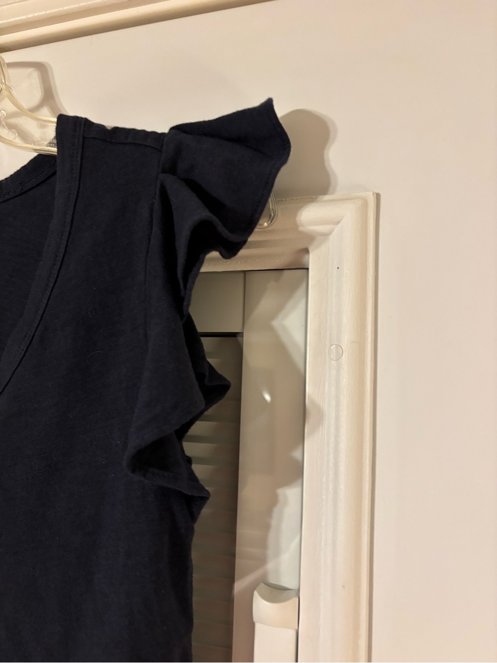 LOFT Navy Ruffle Shoulder Tank - Picture 4 of 9